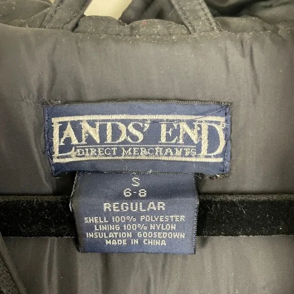 Lands End Womens Black Hooded Long Goose DownPuffer Coat Parka Sz S Winter Coat - Picture 3 of 7